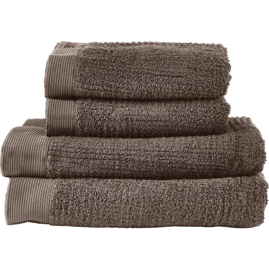Zone Denmark Classic Handdoeken set - Set van 4 - Hoge Absorptie - 100% katoen - 600 g/m2 - 50 x 100 & 70 x 140 cm - Taupe afbeelding 1