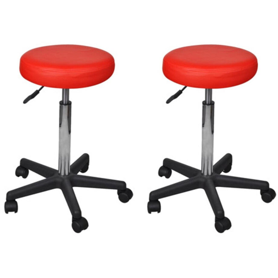 vidaXL - Kantoorkrukken - 2 - st - 35,5x84 - cm - kunstleer - rood vidaXL - Kantoorkrukken - 2 - st - 35,5x84 - cm - kunstleer - rood afbeelding 1