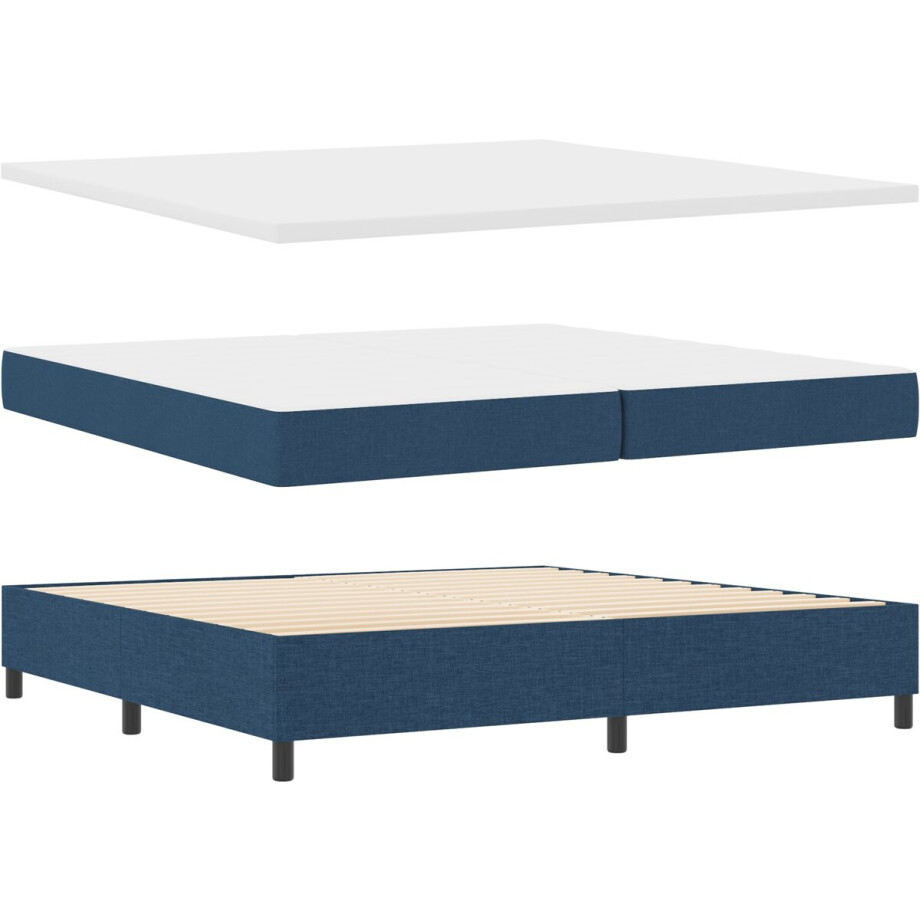 vidaXL - Boxspring - bed - met - matras - met - hoofdeinde - Blauw - 200 - x - 200 - cm - Stof vidaXL - Boxspring - bed - met - matras - met - hoofdeinde - Blauw - 200 - x - 200 - cm - Stof afbeelding 1