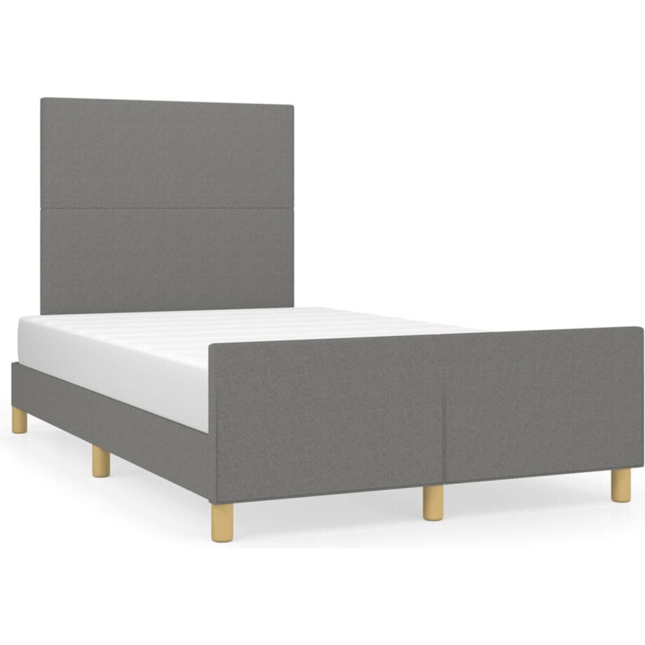 vidaXL - Bedframe - zonder - matras - 120x190 - cm - stof - donkergrijs vidaXL - Bedframe - zonder - matras - 120x190 - cm - stof - donkergrijs afbeelding 1