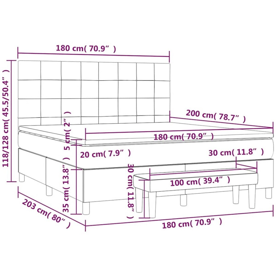 vidaXL - Boxspring - met - matras - stof - zwart - 180x200 - cm afbeelding 1