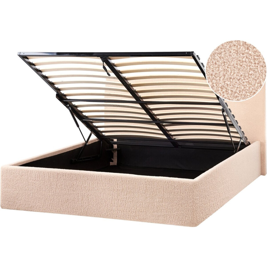 ORBEY - Bed met opbergruimte - Beige - 120 x 200 cm - Bouclé afbeelding 1