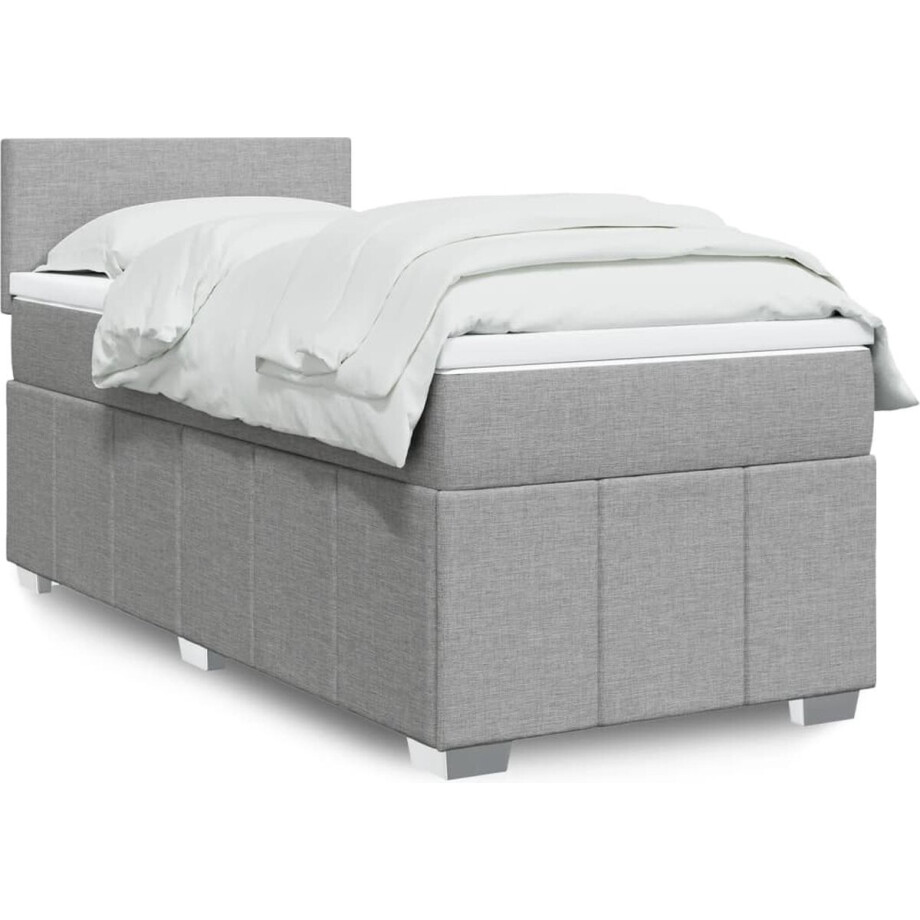 vidaXL - Boxspring - met - matras - stof - lichtgrijs - 80x200 - cm vidaXL - Boxspring - met - matras - stof - lichtgrijs - 80x200 - cm afbeelding 1