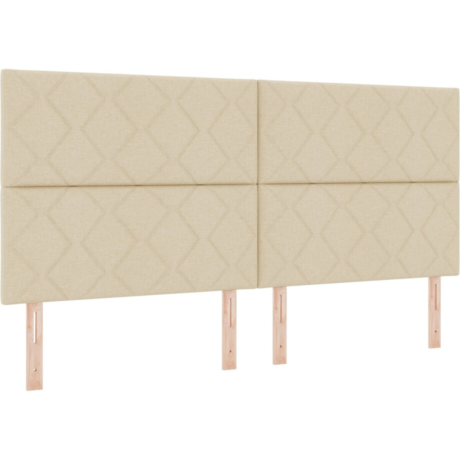 vidaXL - Boxspring - bed - met - hoofdeinde - Crème - 200 - x - 200 - cm - Stof afbeelding 1