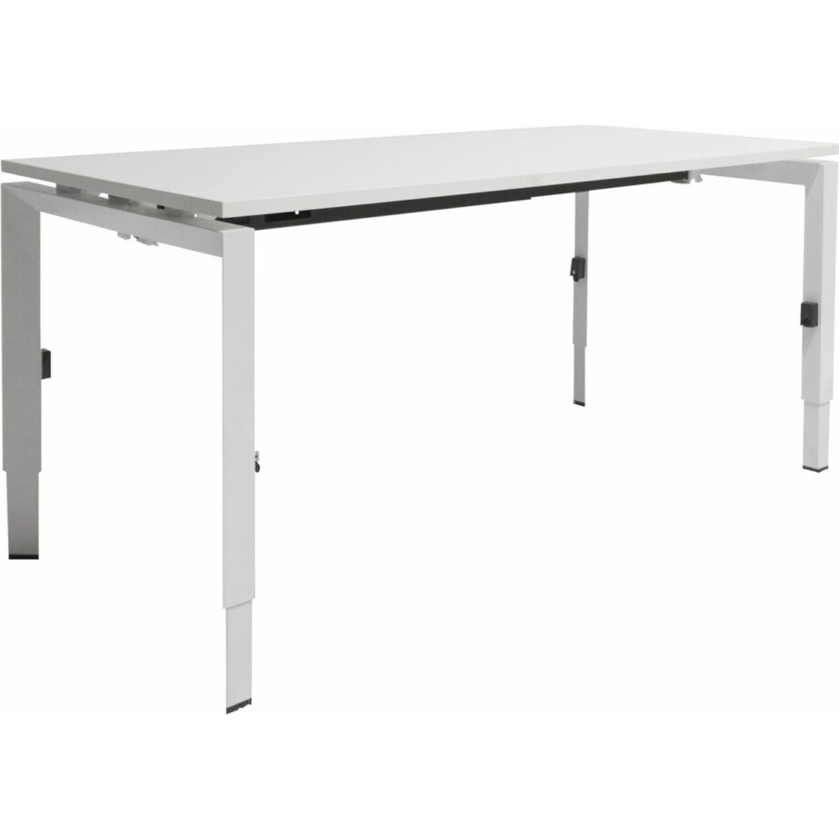 Linesto N4 bureau, hoogte instelbaar (65-85cm) met 120x80cm lindberg eiken zwevend 25mm blad en zwart (RAL9005) vierpoot N-frame (poot rechthoekig 66 x 26 mm.), (met geintegreerde kabelgoot) afbeelding 1