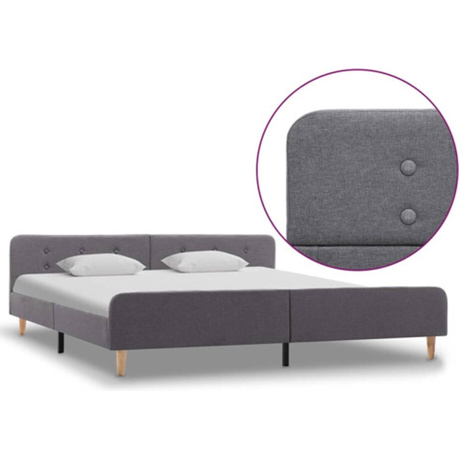vidaXL - Bedframe - stof - lichtgrijs - 180x200 - cm vidaXL - Bedframe - stof - lichtgrijs - 180x200 - cm afbeelding 1