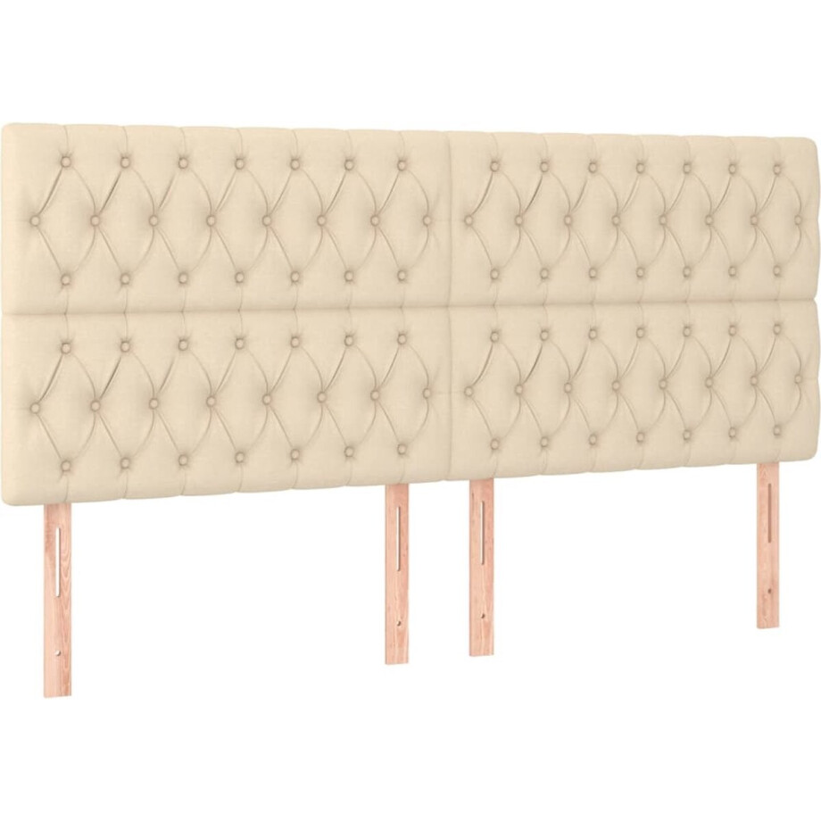 vidaXL - Hoofdbord - crème - 180x7x118/128 - cm - stof vidaXL - Hoofdbord - crème - 180x7x118/128 - cm - stof afbeelding 1