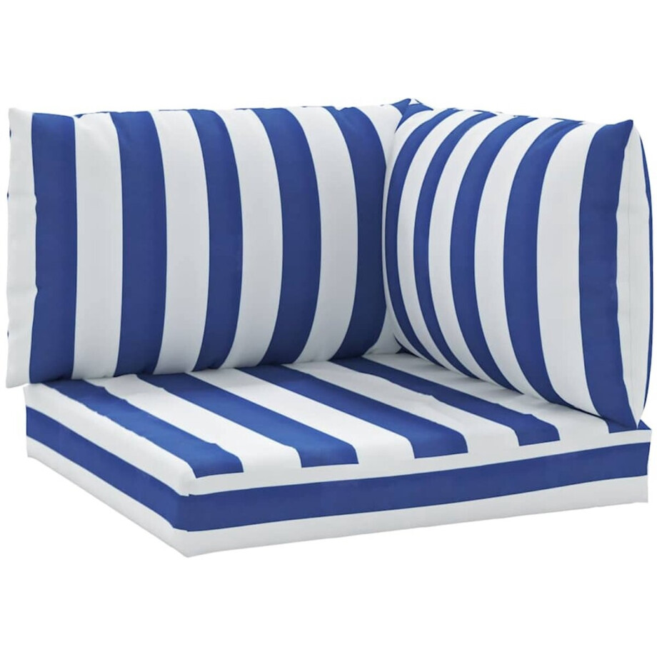 vidaXL - Palletkussens - 3 - st - gestreept - oxford - stof - wit - en - blauw afbeelding 1