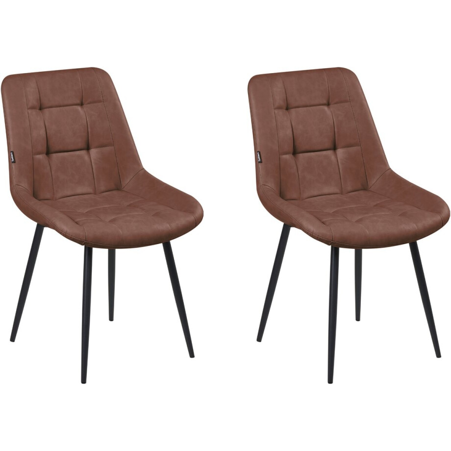 BELIANI MELROSE - Eetkamerstoel - Bruin - Kunstleer afbeelding 1