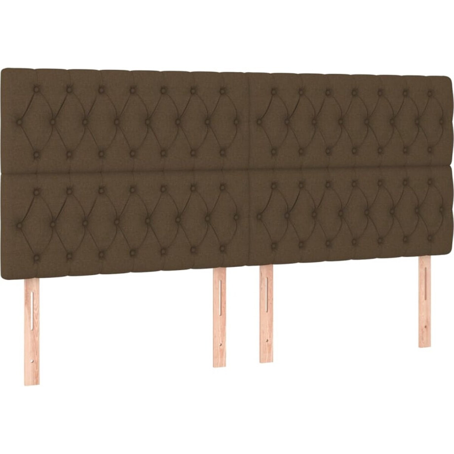 vidaXL - Hoofdbord - donkerbruin - 200x7x118/128 - cm - stof afbeelding 1