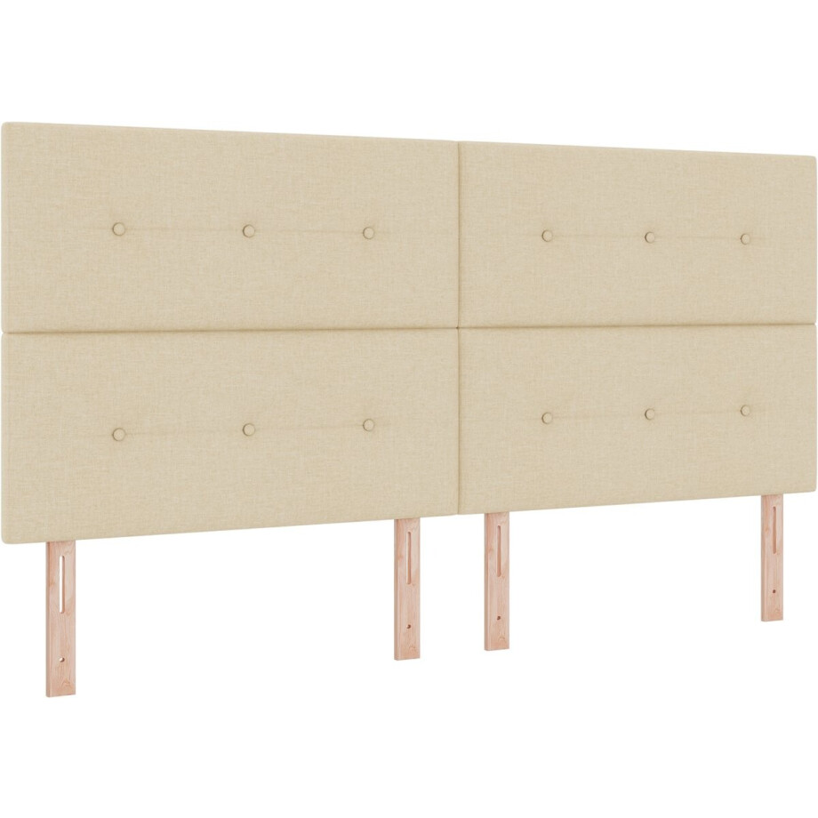 vidaXL - Boxspring - bed - met - hoofdeinde - Crème - 200 - x - 200 - cm - Stof afbeelding 1