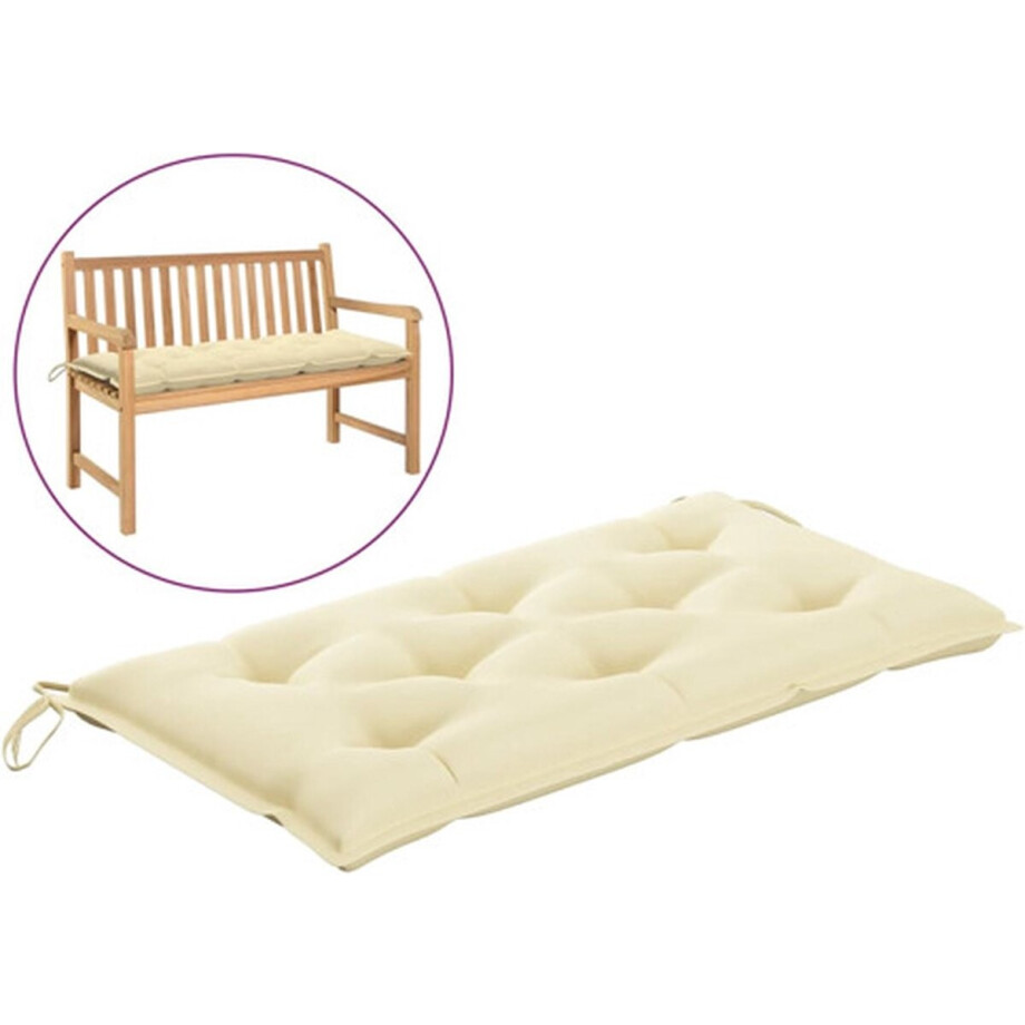vidaXL - Tuinbankkussen - 100x50x7 - cm - oxford - stof - crèmekleurig afbeelding 1