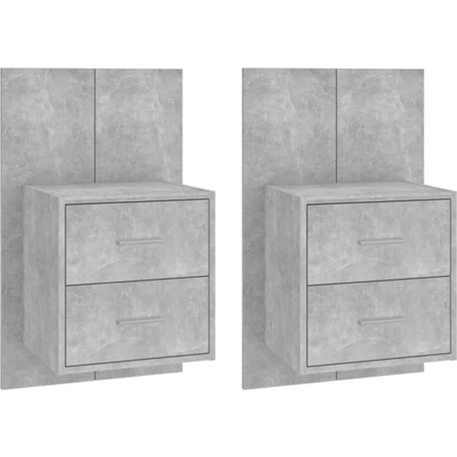 vidaXL - Nachtkastjes - 2 - st - wandgemonteerd - betongrijs vidaXL - Nachtkastjes - 2 - st - wandgemonteerd - betongrijs afbeelding 1