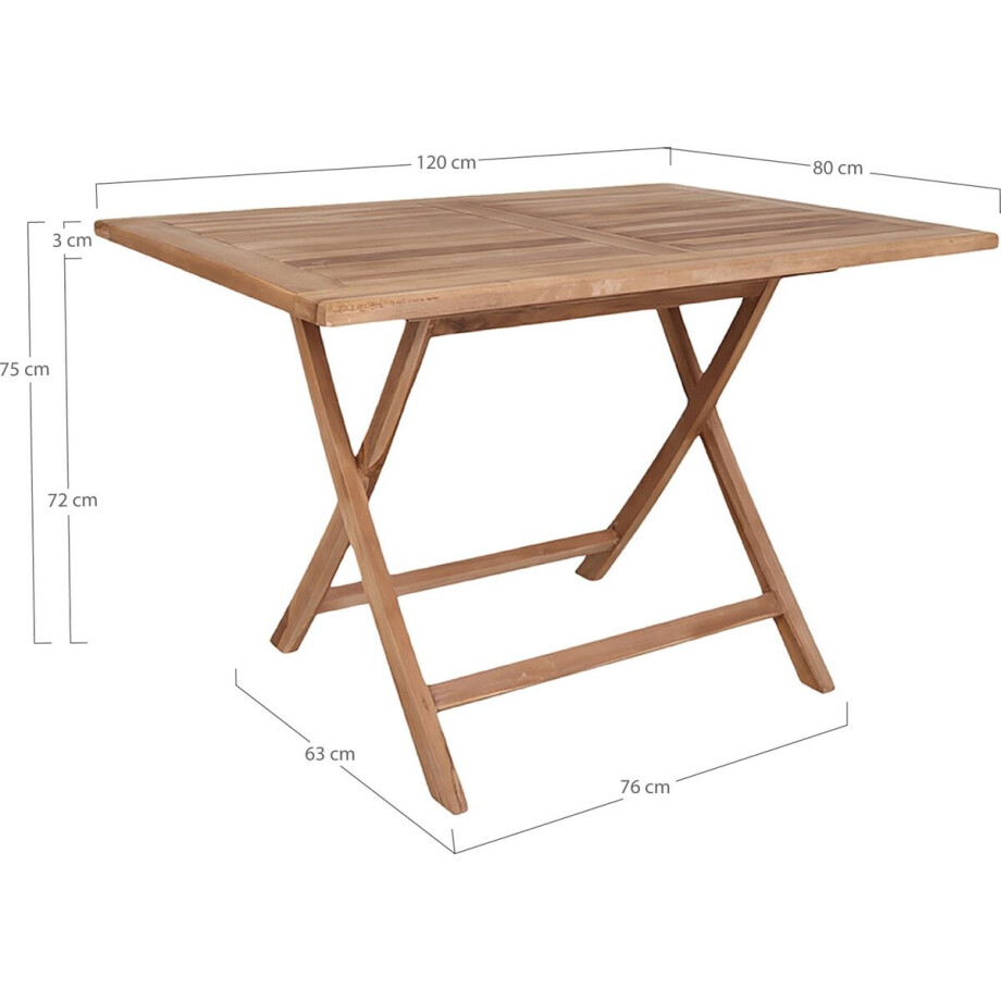 House Nordic Eettafel Oviedo Teakhout 120cm afbeelding 1