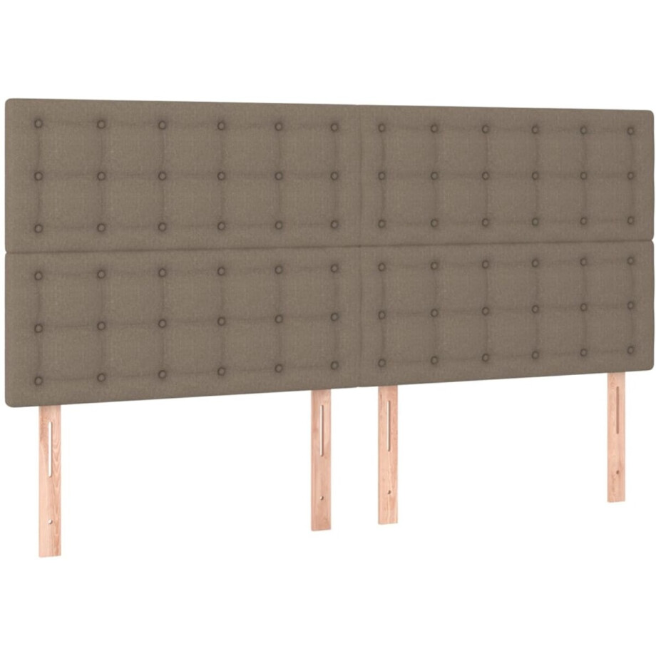 vidaXL - Hoofdbord - taupe - 160x5x118/128 - cm - Stof afbeelding 1