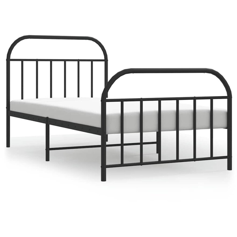 vidaXL - Bedframe - met - hoofd- - en - voeteneinde - metaal - zwart - 100x200 - cm afbeelding 1