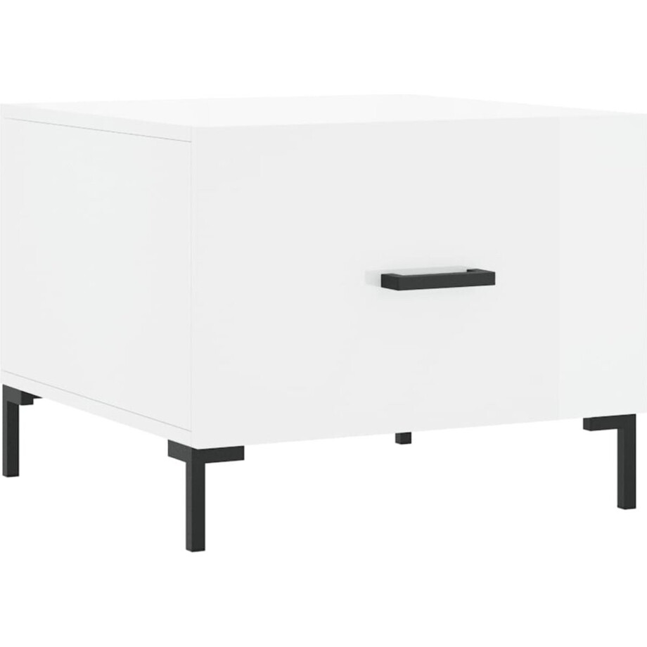 vidaXL - Salontafel - 50x50x40 - cm - bewerkt - hout - hoogglans - wit vidaXL - Salontafel - 50x50x40 - cm - bewerkt - hout - hoogglans - wit afbeelding 1