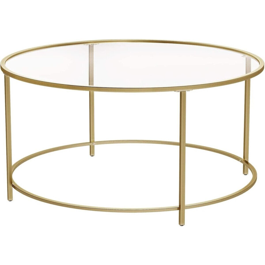 Ronde Glazen Salontafel 84 cm - Goud Ronde Glazen Salontafel 84 cm - Goud afbeelding 1
