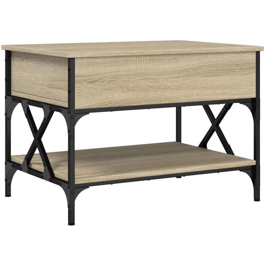 vidaXL - Salontafel - 70x50x50 - cm - bewerkt - hout - en - metaal - sonoma - eikenkleur afbeelding 1