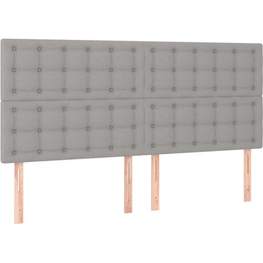 vidaXL - Hoofdbord - lichtgrijs - 160x5x118/128 - cm - stof vidaXL - Hoofdbord - lichtgrijs - 160x5x118/128 - cm - stof afbeelding 1