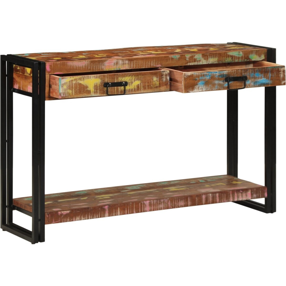 vidaXL - Wandtafel - Multikleur - 120 - x - 33 - x - 75 - cm - massief - gerecycled - hout afbeelding 1