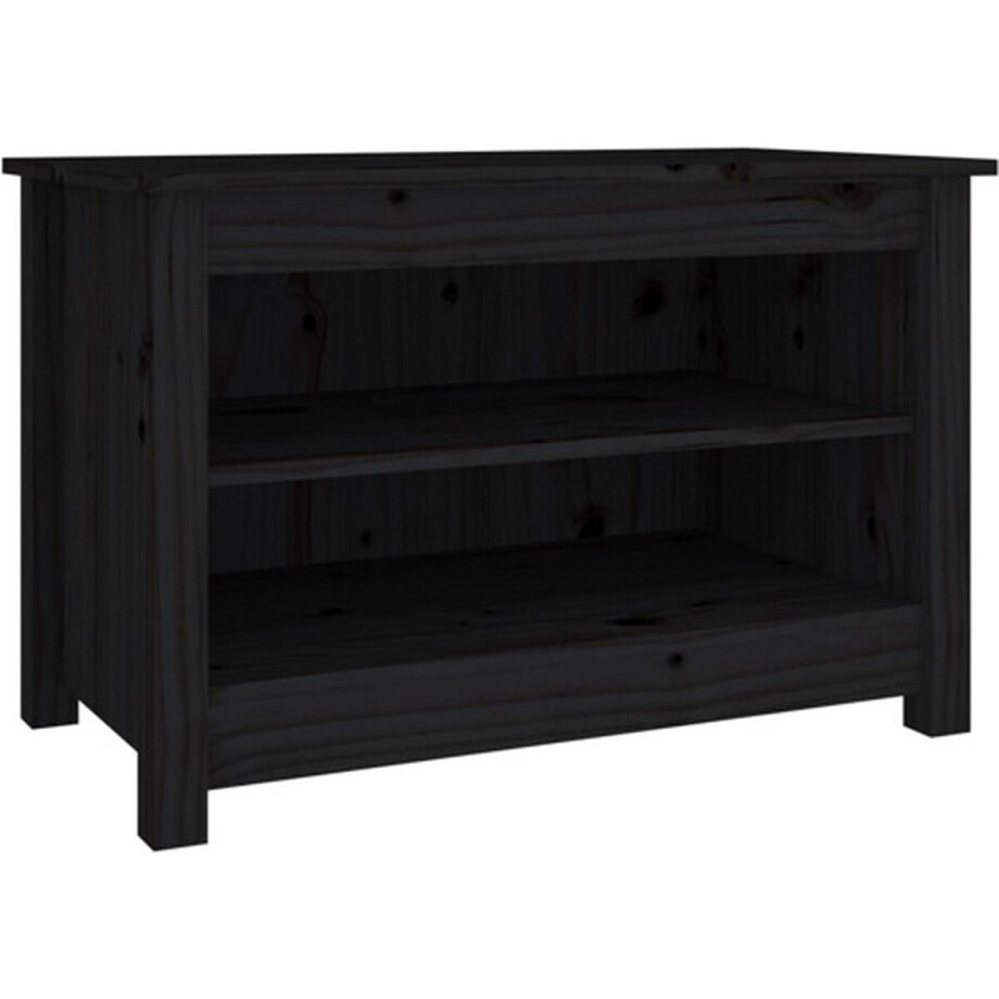 vidaXL - Schoenenbank - 70x38x45,5 - cm - massief - grenenhout - zwart afbeelding 1
