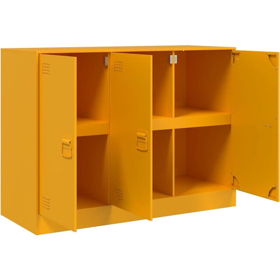 vidaXL - Dressoir - 99x39x73 - cm - staal - mosterdgeel afbeelding 1