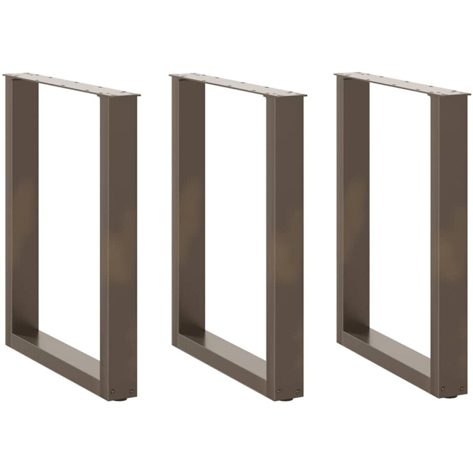 vidaXL - Eettafelpoten - 3 - st - U-vormig - 70x(72-73) - cm - staal - naturel afbeelding 1
