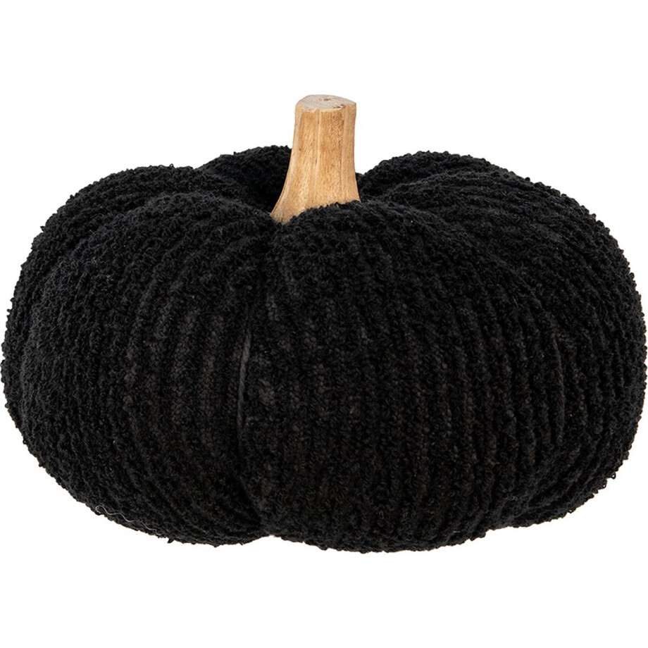 Clayre & Eef Decoratie Pompoen Ø 20x14 cm Zwart Polyester Herfst decoratie afbeelding 1