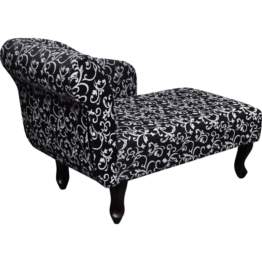 vidaXL - Chaise - longue - stof - zwart - en - wit vidaXL - Chaise - longue - stof - zwart - en - wit afbeelding 1