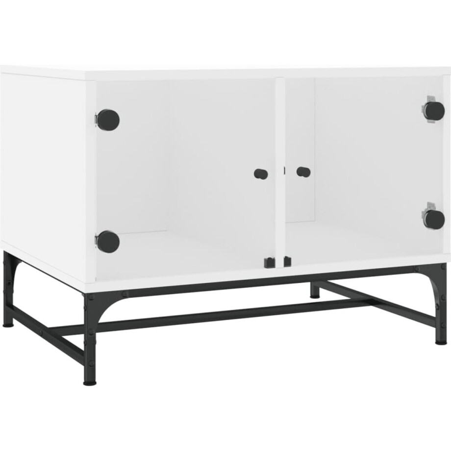 vidaXL - Salontafel - met - glazen - deuren - 68,5x50x50 - cm - wit vidaXL - Salontafel - met - glazen - deuren - 68,5x50x50 - cm - wit afbeelding 1