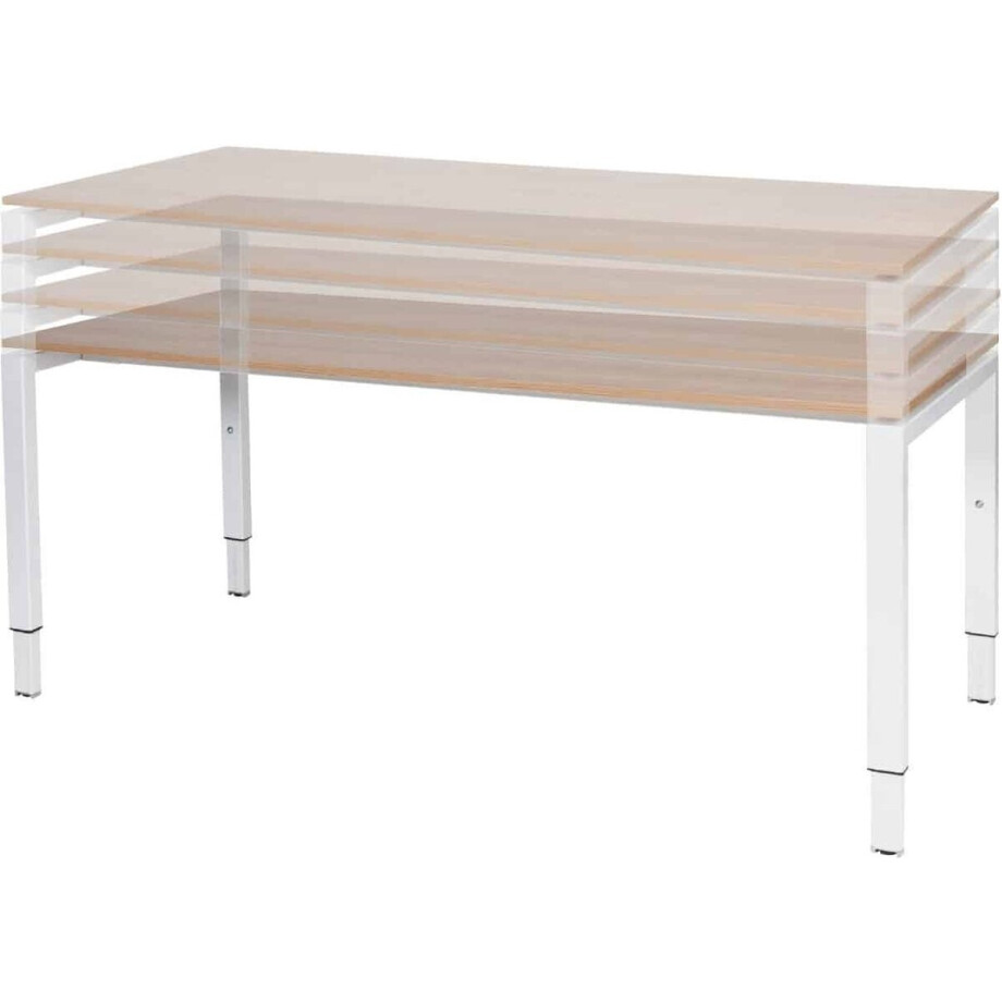 Verstelbaar Bureau - Domino 80x60 Eiken - zwart frame Verstelbaar Bureau - Domino 80x60 Eiken - zwart frame afbeelding 1