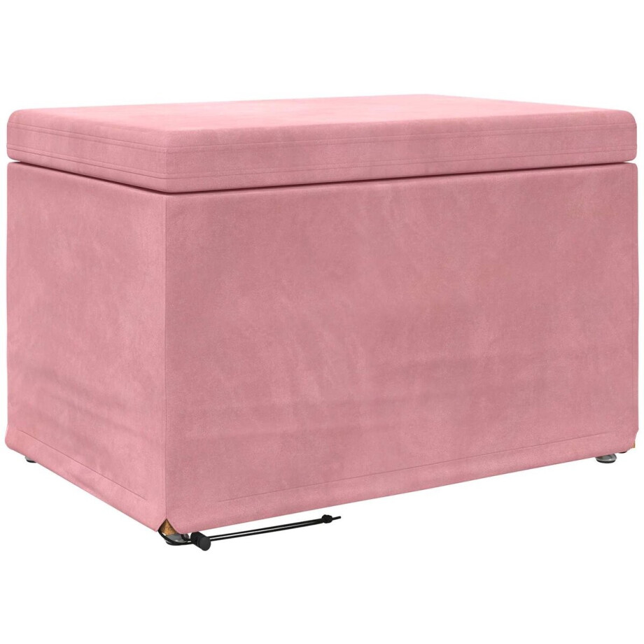 vidaXL - Kruk - Roze - 61 - x - 41 - x - 40 - cm - Velvet - en - Geengineerd - Hout afbeelding 1