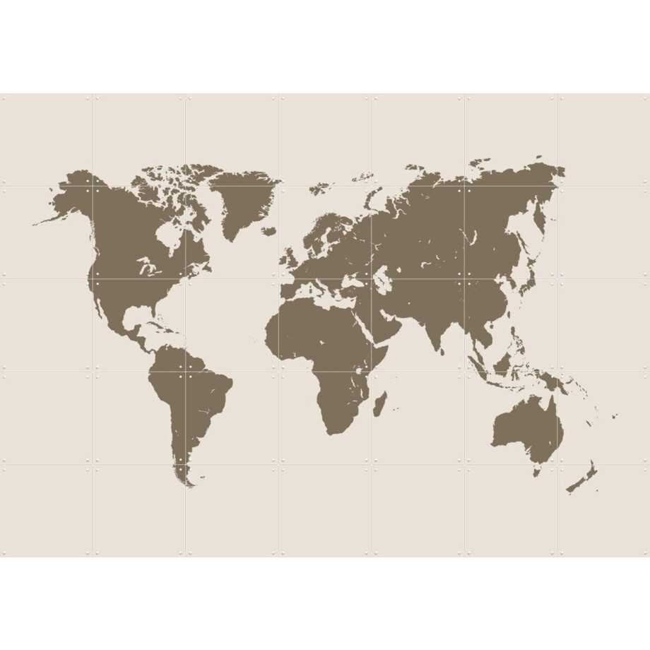 IXXI World Map gold, Kunst in Kaart - 140 x 100 cm - Gratis ophangtool - Grote wanddecoratie en posters - Minimalisme, Abstract, Geometrische Kunst afbeelding 1