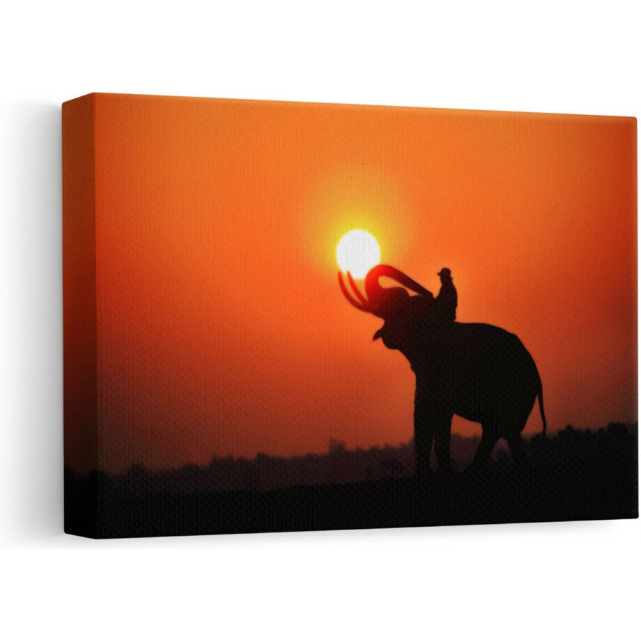 Artaza Canvas Schilderij Zonsondergang - 30x20 cm - Klein - Wanddecoratie Olifant - Muurdecoratie Dieren - Kamer Accessoires Artaza Canvas Schilderij Zonsondergang - 30x20 cm - Klein - Wanddecoratie Olifant - Muurdecoratie Dieren - Kamer Accessoires afbeelding 1