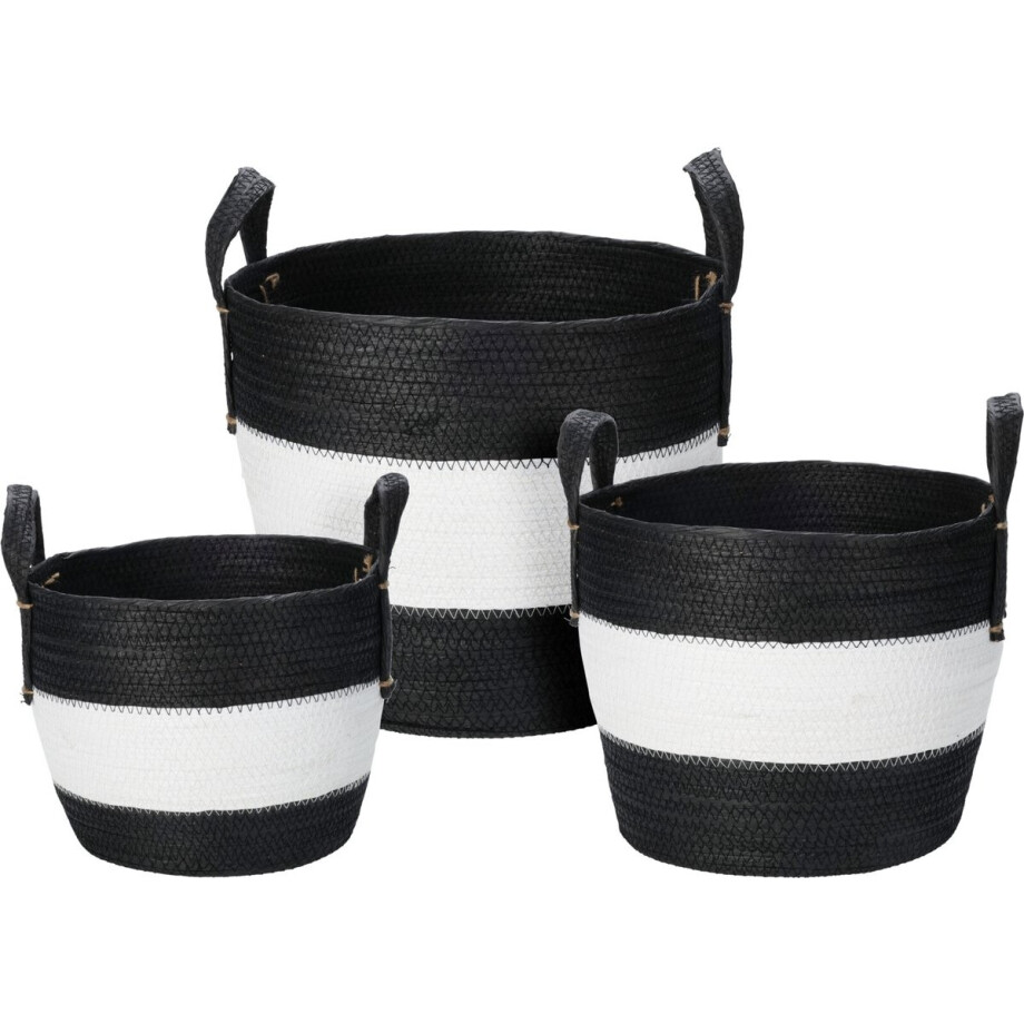 Mandenset-zwart/wit- 3 stuks - manden set - opbergmand - opbergmanden afbeelding 1