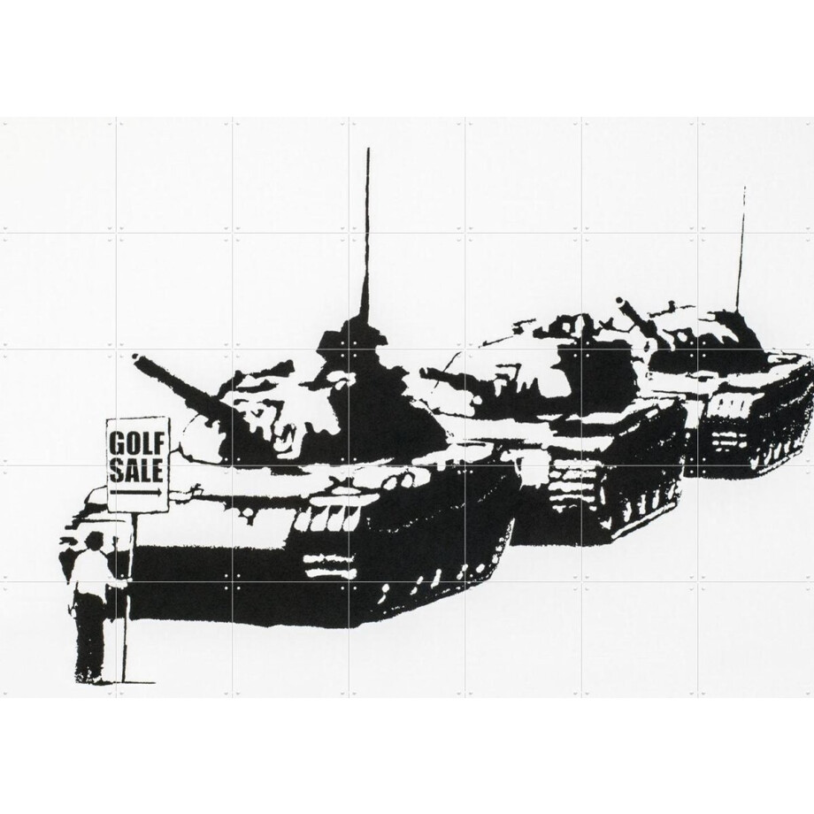IXXI Golf Sale, Banksy - 140 x 100 cm - Gratis ophangtool - Grote wanddecoratie en posters - Street art, Illustraties, Pop art, Mancave, Woonkamer afbeelding 1