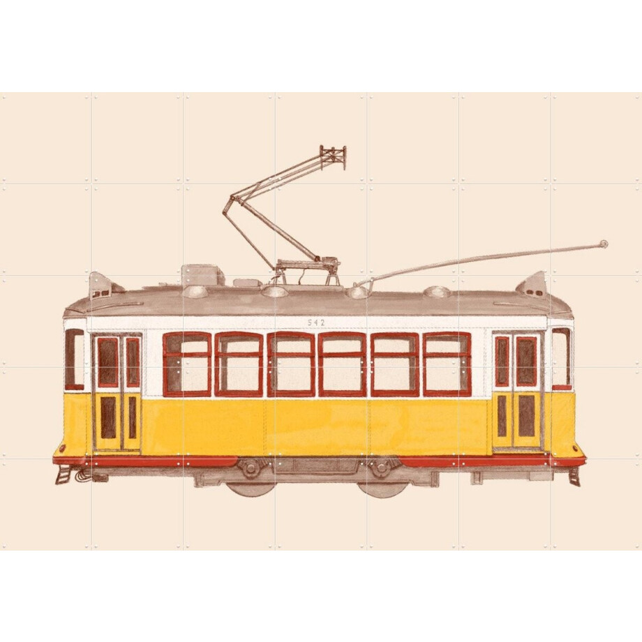 IXXI Lisbon Tramway, Florent Bodart - 140 x 100 cm - Gratis ophangtool - Grote wanddecoratie en posters - Illustraties, Vintage, Gang, Woonkamer afbeelding 1
