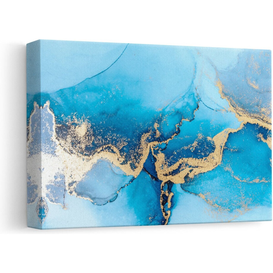 Artaza Canvas Schilderij Abstracte Marmer - Luxueuze Blauwe Marmer  - 30x20 - Klein - Foto Op Canvas - Canvas Print afbeelding 1