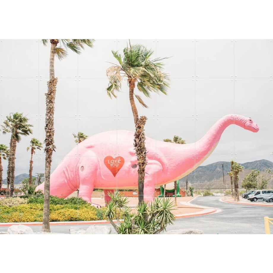 IXXI Pink Dinosaur Love, Pati Photography - 140 x 100 cm - Gratis ophangtool - Grote wanddecoratie en posters - Fotografie, Pop art, Speels afbeelding 1