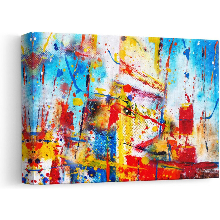 Artaza Canvas Schilderij Abstracte Kunst - Kleurvolle Hand Gemaakte Acryl  - 30x20 - Klein - Foto Op Canvas - Canvas Print afbeelding 1