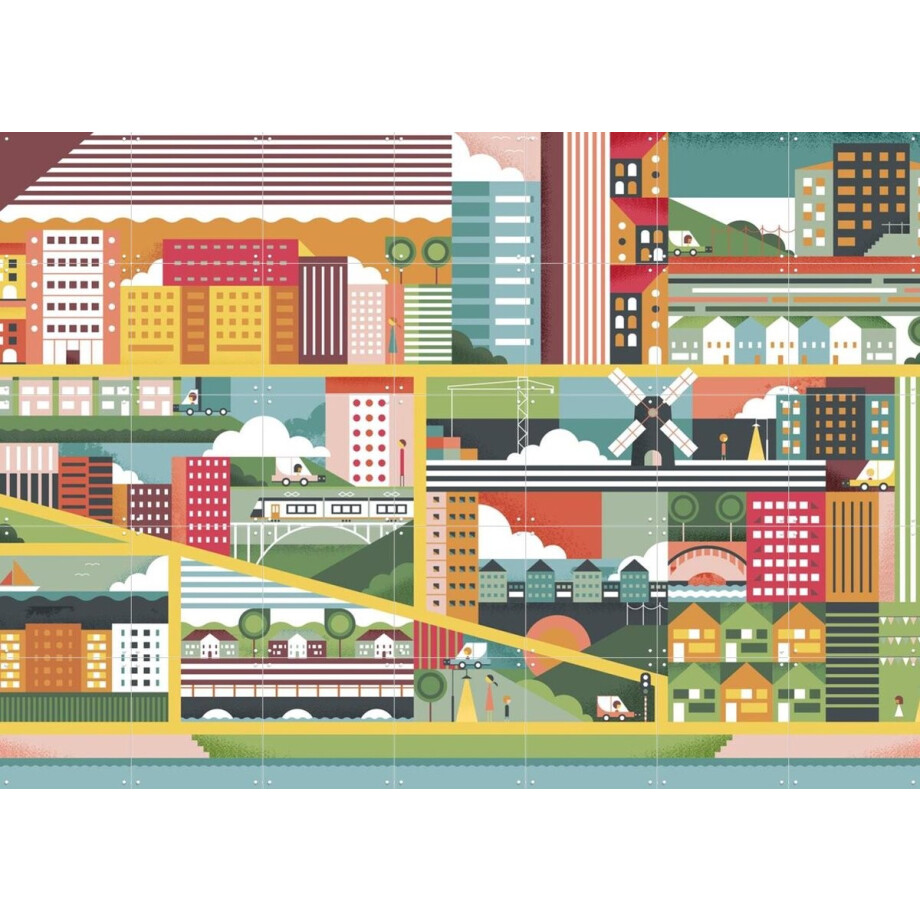 IXXI My Kind of Town, Studio Kars + Boom - 140 x 100 cm - Gratis ophangtool - Grote wanddecoratie en posters - Illustraties, Digitale Kunst, Grafisch afbeelding 1