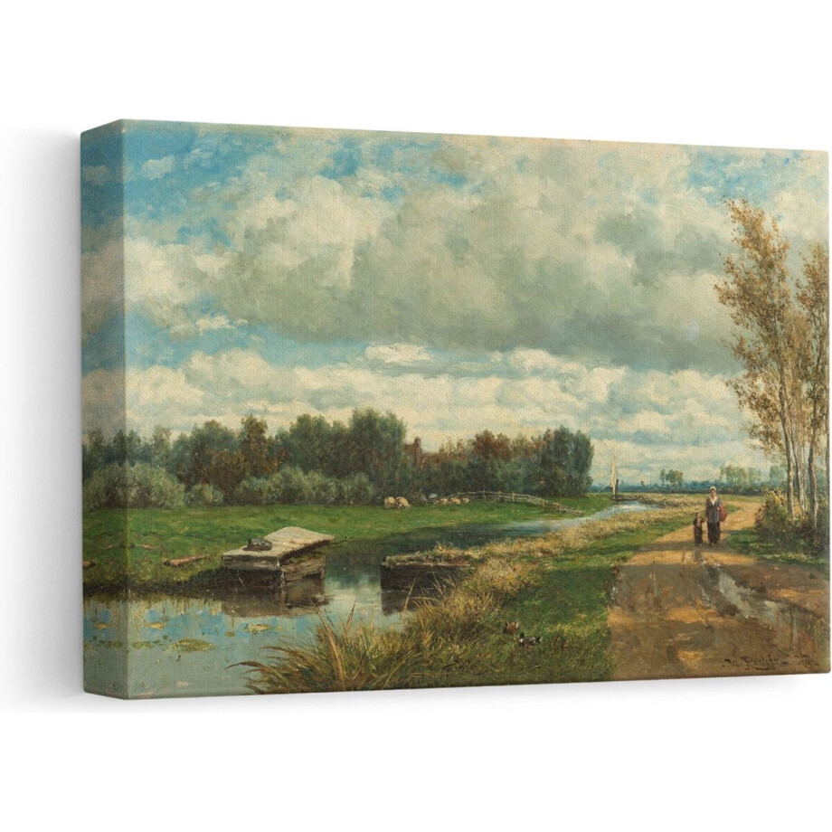 Artaza Canvas Schilderij Landschap in de Omgeving van Den Haag - Willem Roelofs - 30x20 - Klein - Kunst - Canvas Print afbeelding 1
