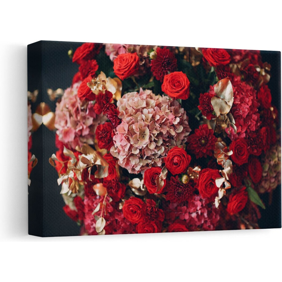 Artaza Canvas Schilderij Boeket Rode Bloemen - 30x20 - Klein - Foto Op Canvas - Canvas Print Artaza Canvas Schilderij Boeket Rode Bloemen - 30x20 - Klein - Foto Op Canvas - Canvas Print afbeelding 1
