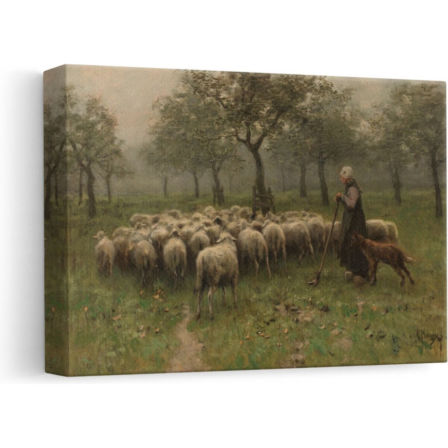 Artaza Canvas Schilderij Herderin Met Schapen - 30x20 cm - Klein - Wanddecoratie Natuur - Muurdecoratie Landschap - Schilderijen Op Canvas Artaza Canvas Schilderij Herderin Met Schapen - 30x20 cm - Klein - Wanddecoratie Natuur - Muurdecoratie Landschap - Schilderijen Op Canvas afbeelding 1