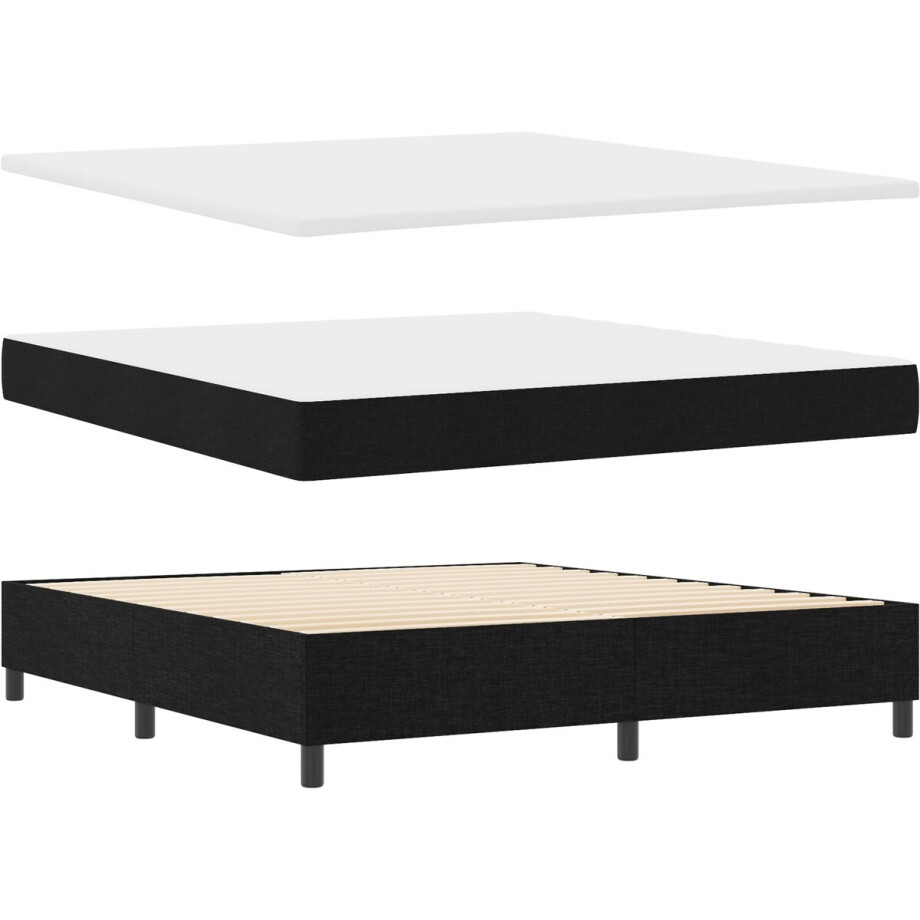 vidaXL - Boxspring - bed - met - hoofdeinde - Zwart - 180 - x - 200 - cm - Stof vidaXL - Boxspring - bed - met - hoofdeinde - Zwart - 180 - x - 200 - cm - Stof afbeelding 1