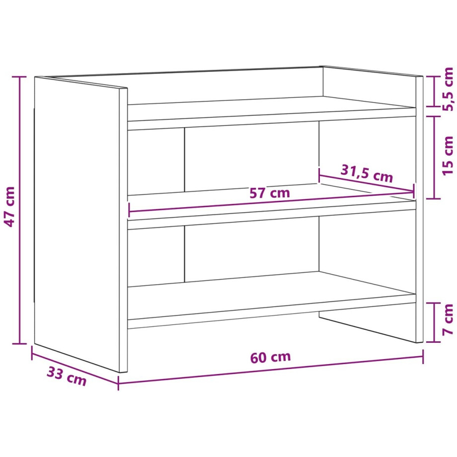 vidaXL - TV - Kast - 60 - x - 33 - x - 47 - cm - Grijs - Sonoma - Bewerkt - hout vidaXL - TV - Kast - 60 - x - 33 - x - 47 - cm - Grijs - Sonoma - Bewerkt - hout afbeelding 1