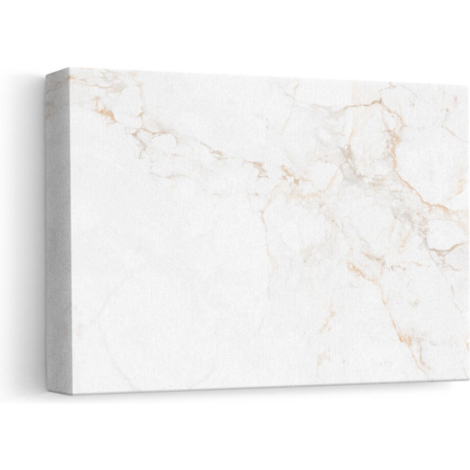 Artaza Canvas Schilderij Abstracte Kunst - Witte Marmer met Bruin en Grijs - 30x20 - Klein - Foto Op Canvas - Canvas Print afbeelding 1