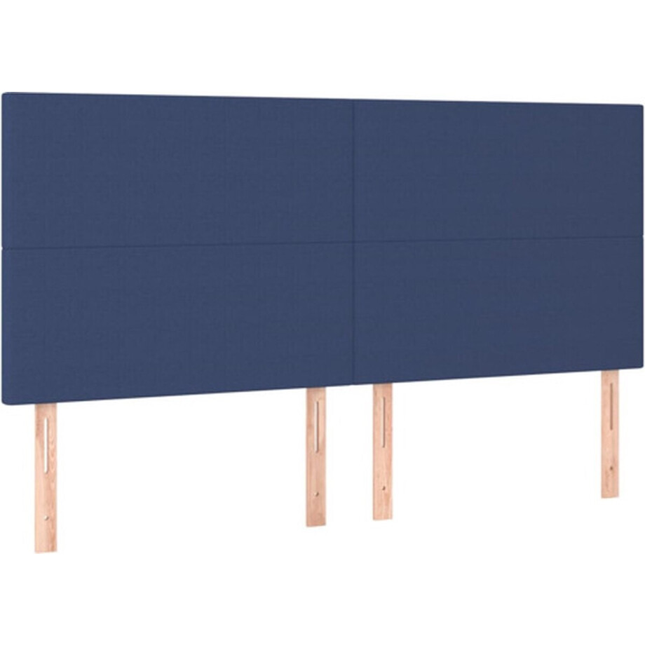 vidaXL - Hoofdbord - blauw - 160x5x118/128 - cm - stof afbeelding 1