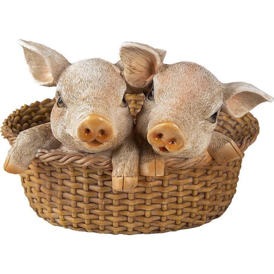 Clayre & Eef Beeld Varken 11x11x16 cm Bruin Roze Kunststof Varken afbeelding 1